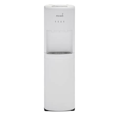 Primo water cooler white - The Free-Standing Hot Cold and Room Temperature Electric Water Cooler with leak guard, ease is at your fingertips. Simply place the drip tray, install the included bracket to prevent tipping, load a 3 or 5-gallon bottle of primo water, and begin hydrating in no time with this 5-gallon water cooler. No plumbing is required. Stainless steel water reservoirs provide durability, and the removable ...